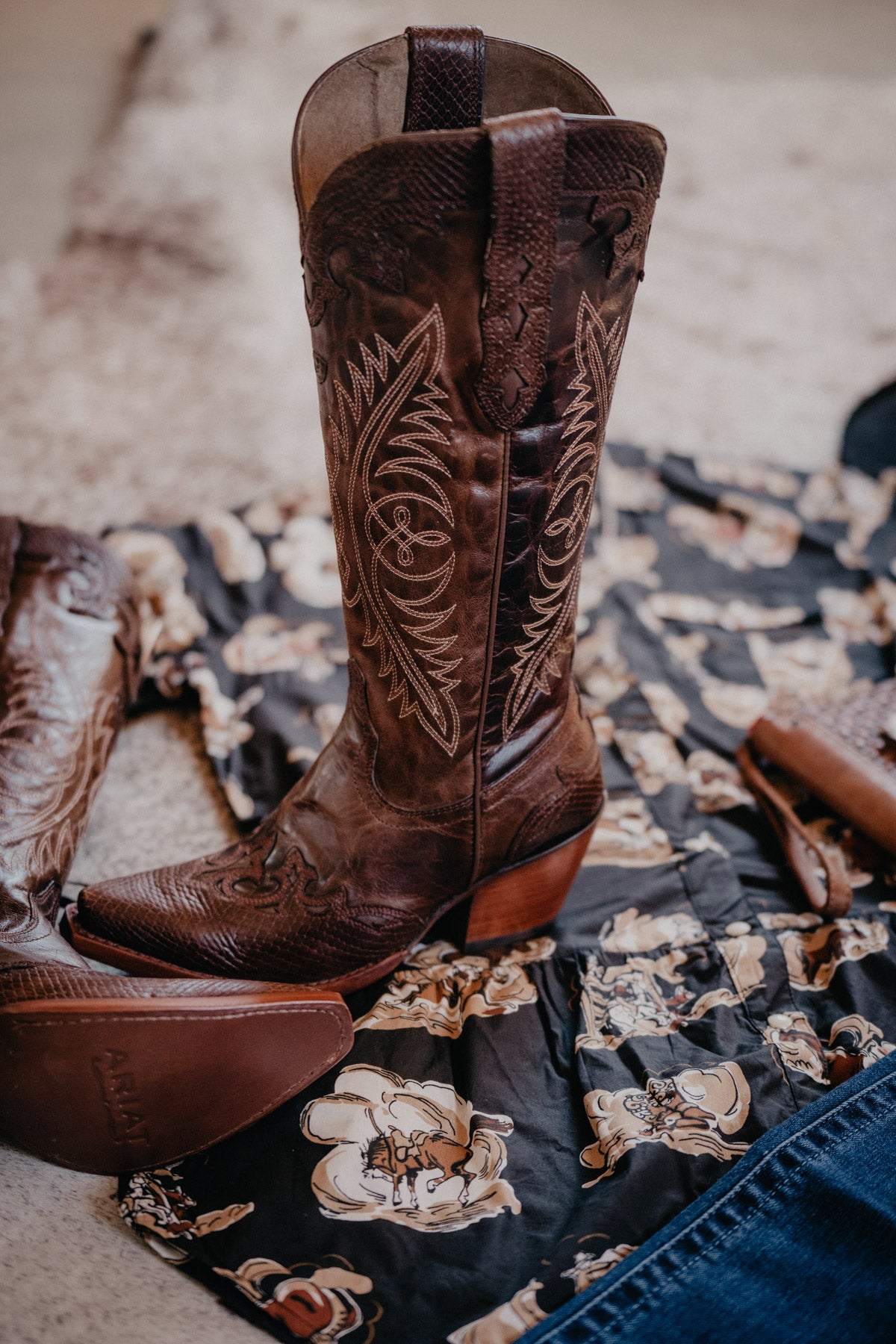 'Geneva' Ariat Tall Western Boot with Calf Stretch Fit {Rye Brown}