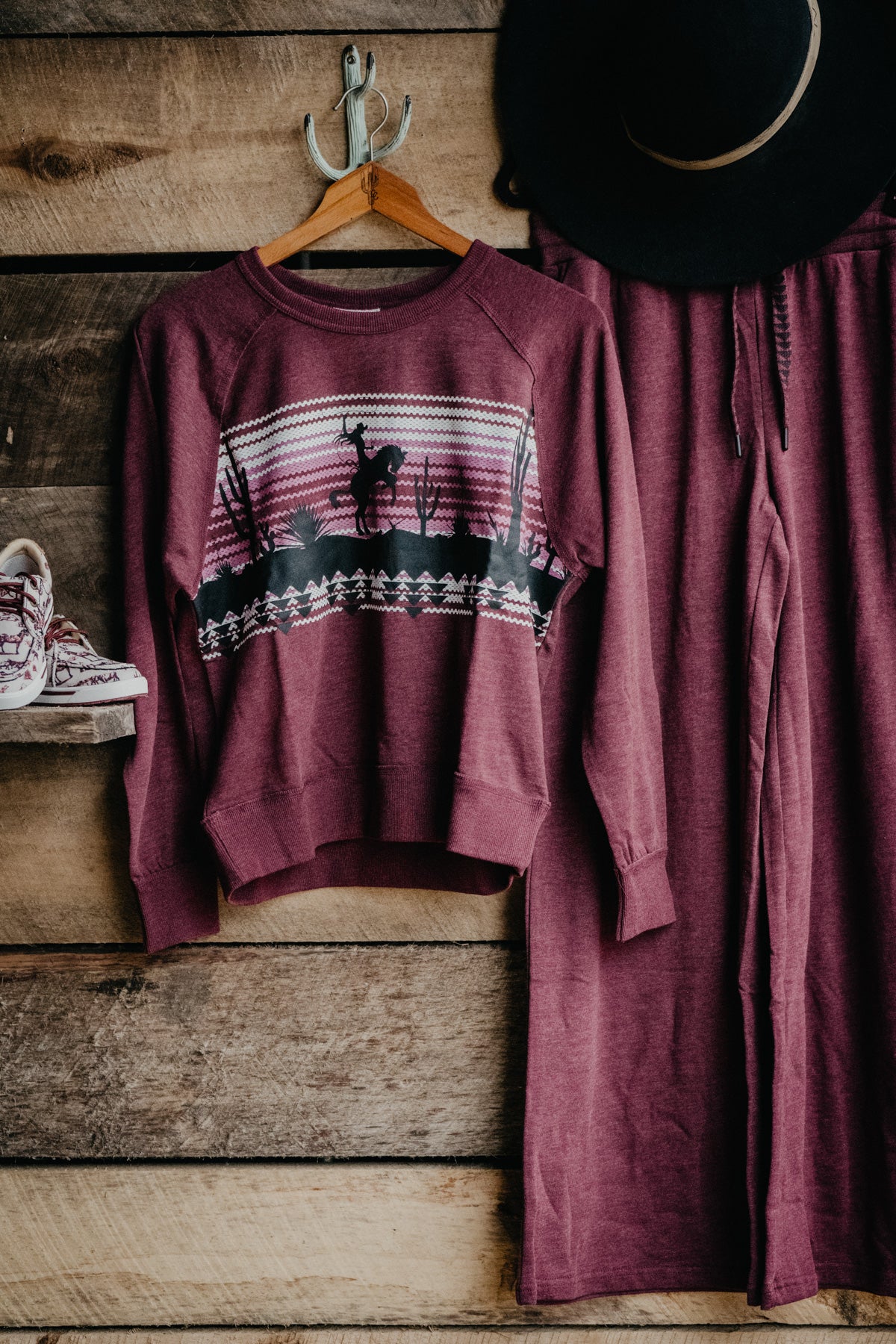 'Road Runner' Maroon Ariat Wide Leg Casual Pant (XS - XXL)