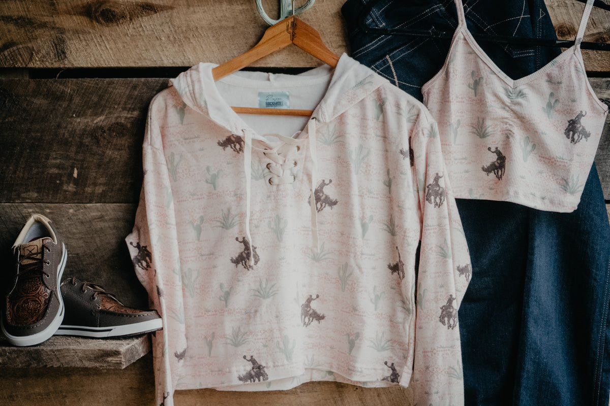 Desert & Horse Print Hoodie With Matching Mini Scrunchie