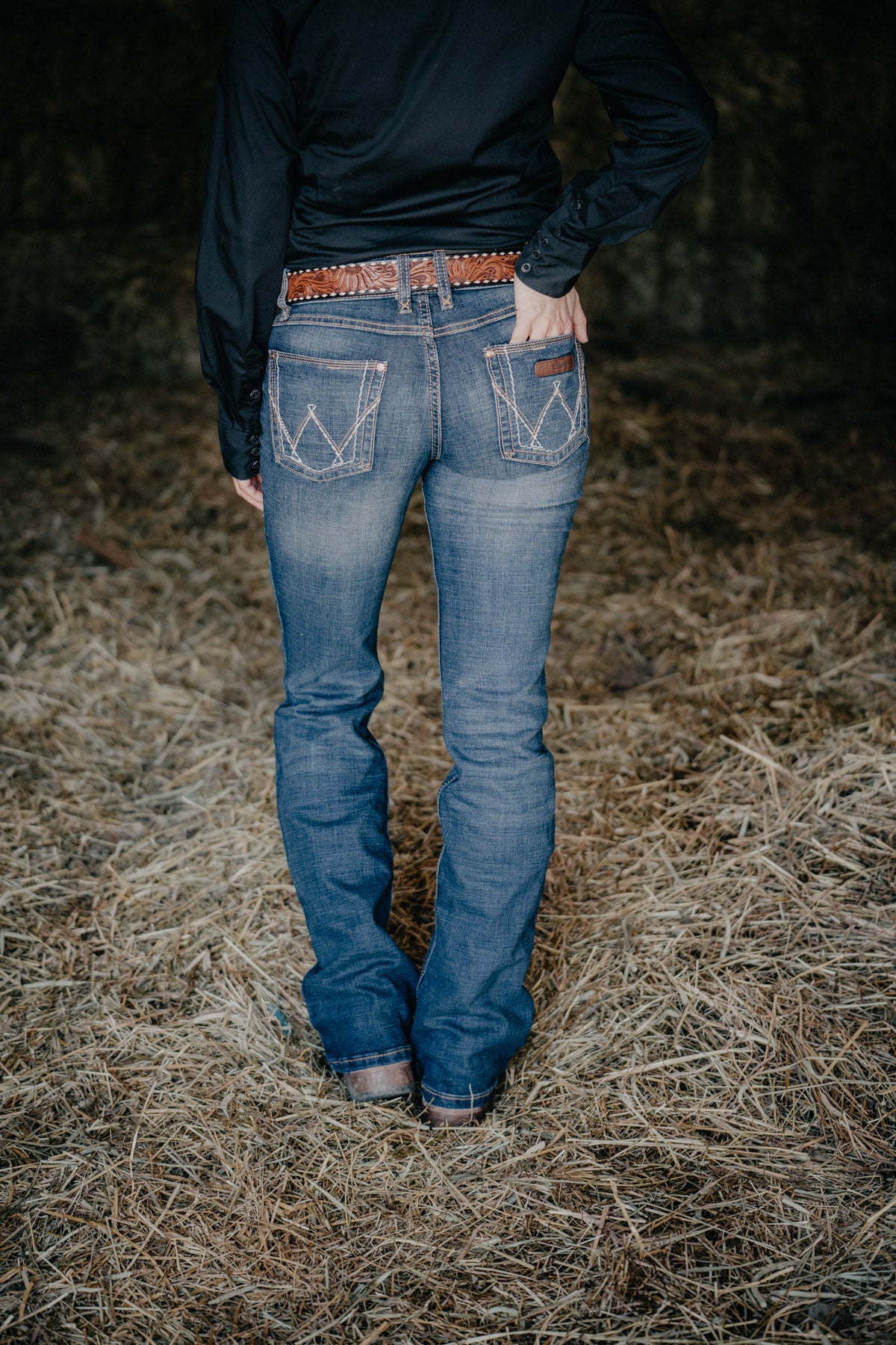 'MS' Mid Rise Mae Bootcut Jean by Wrangler (Dark MS Wash)