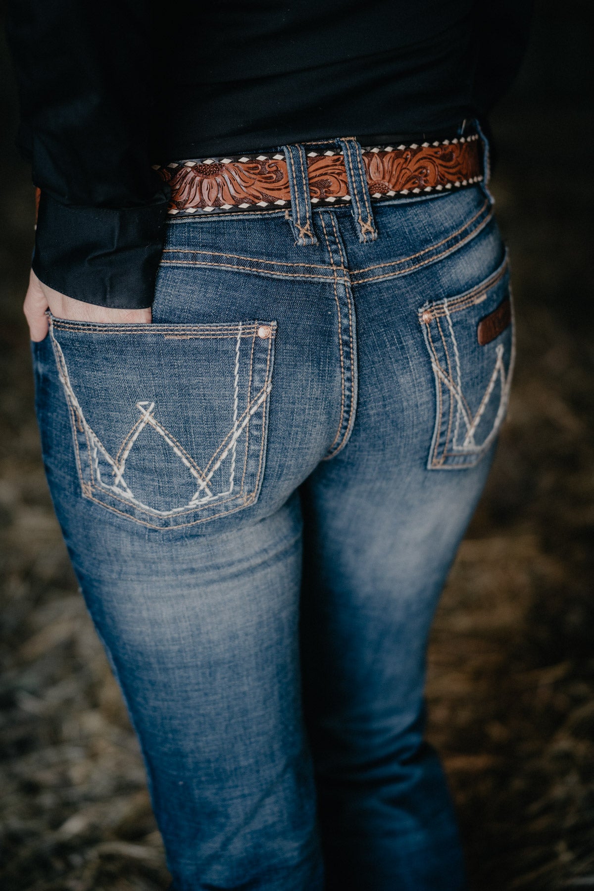 'MS' Mid Rise Mae Bootcut Jean by Wrangler (Dark MS Wash)