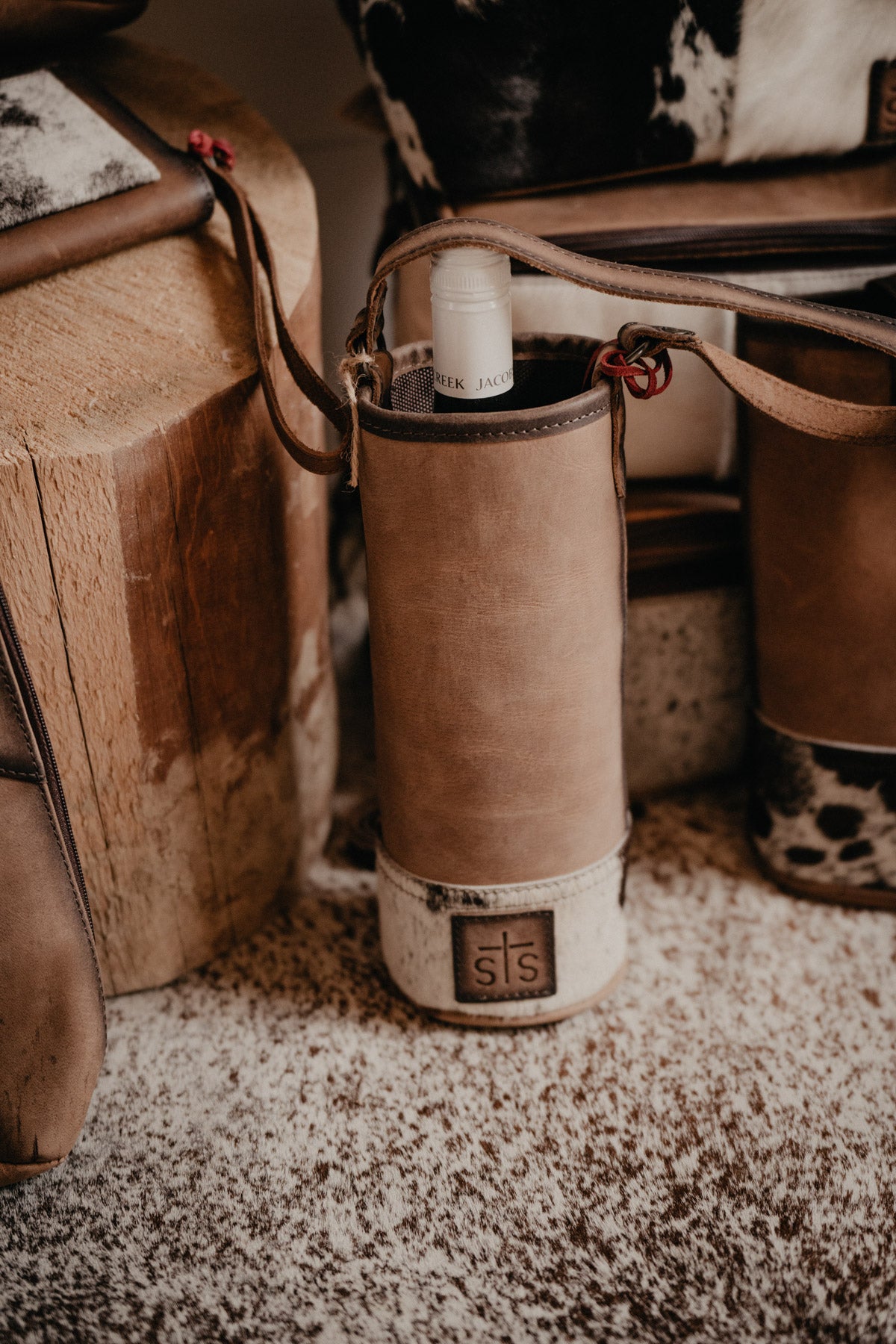 Cowhide Single Wine Bag by STS Ranchwear