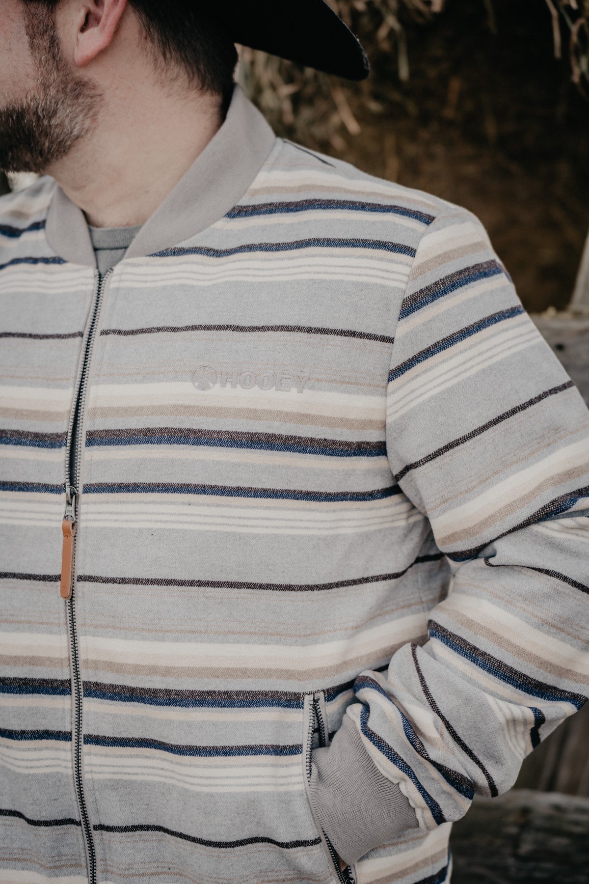 'Dixon Creek' Men's Striped Grey Hooey Jacket (S - XXL)