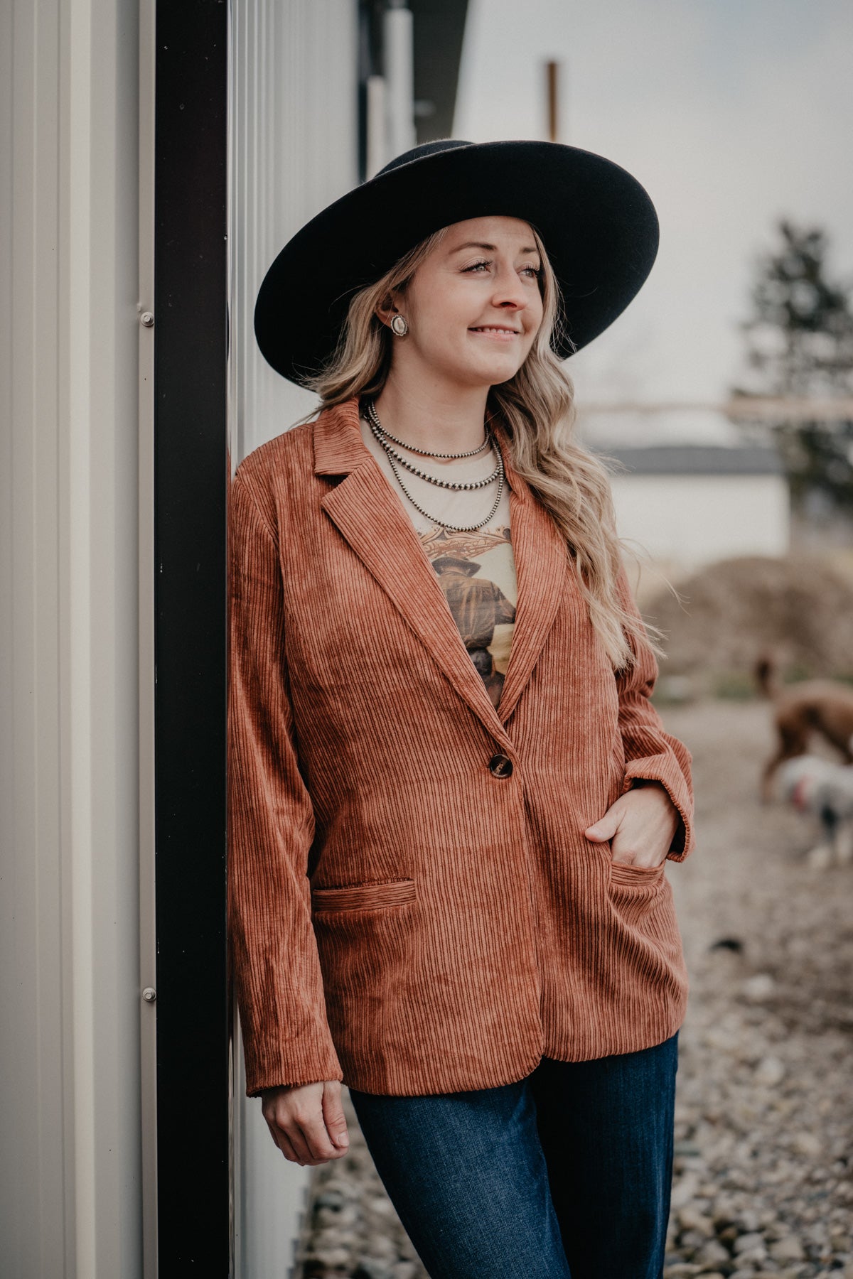 'Austin' Corduroy Blazer (M Rust Only)