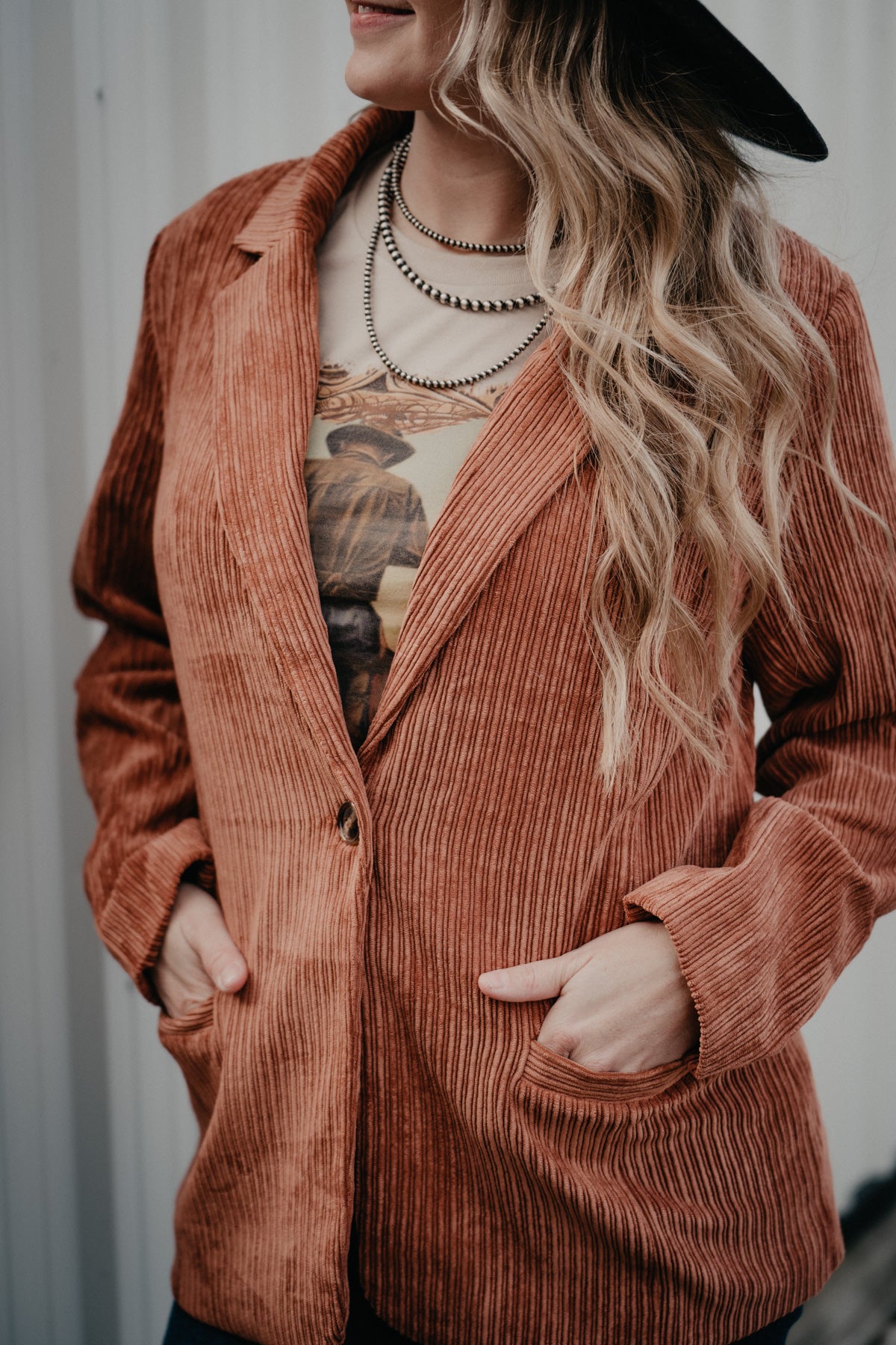 'Austin' Corduroy Blazer (M Rust Only)