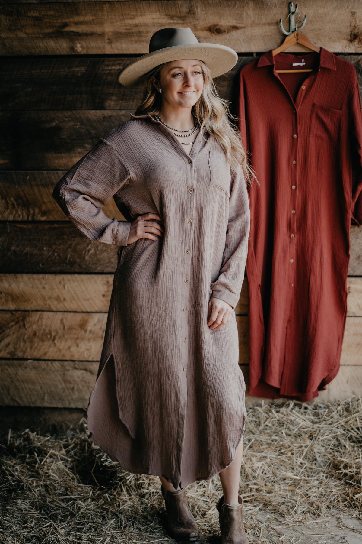 'Little Nell' Button Up Long Sleeve Maxi Dress (1 S Only)