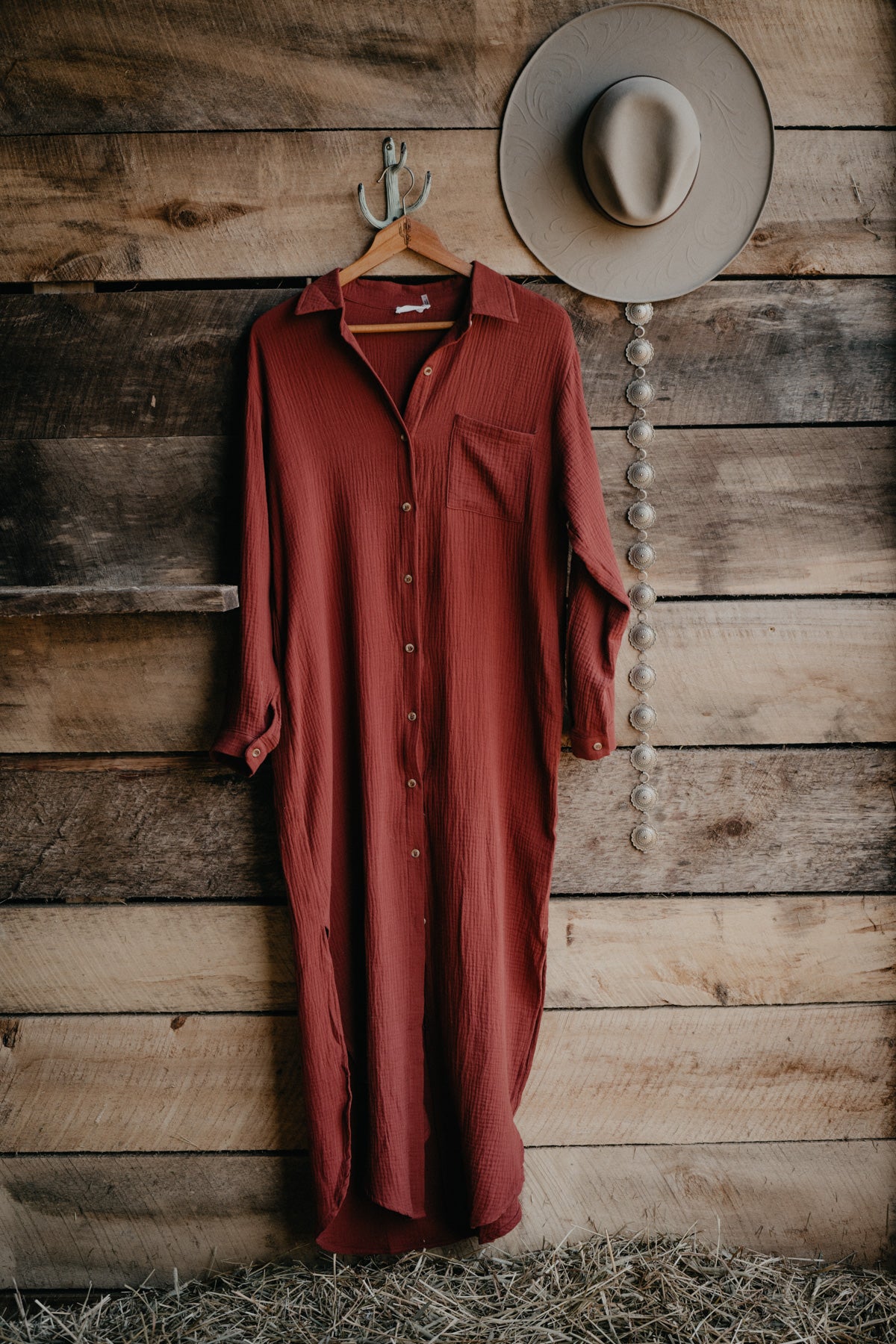 'Little Nell' Button Up Long Sleeve Maxi Dress (1 S Only)