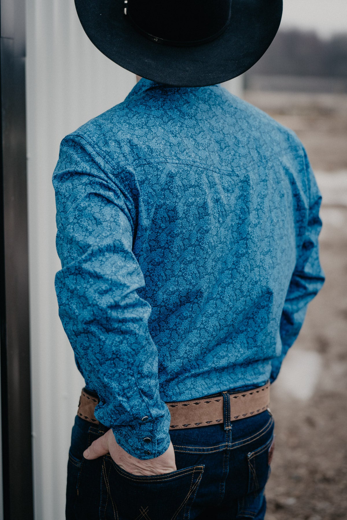 Men's Wrangler 20X Blue Paisley Pearl Snap Shirt