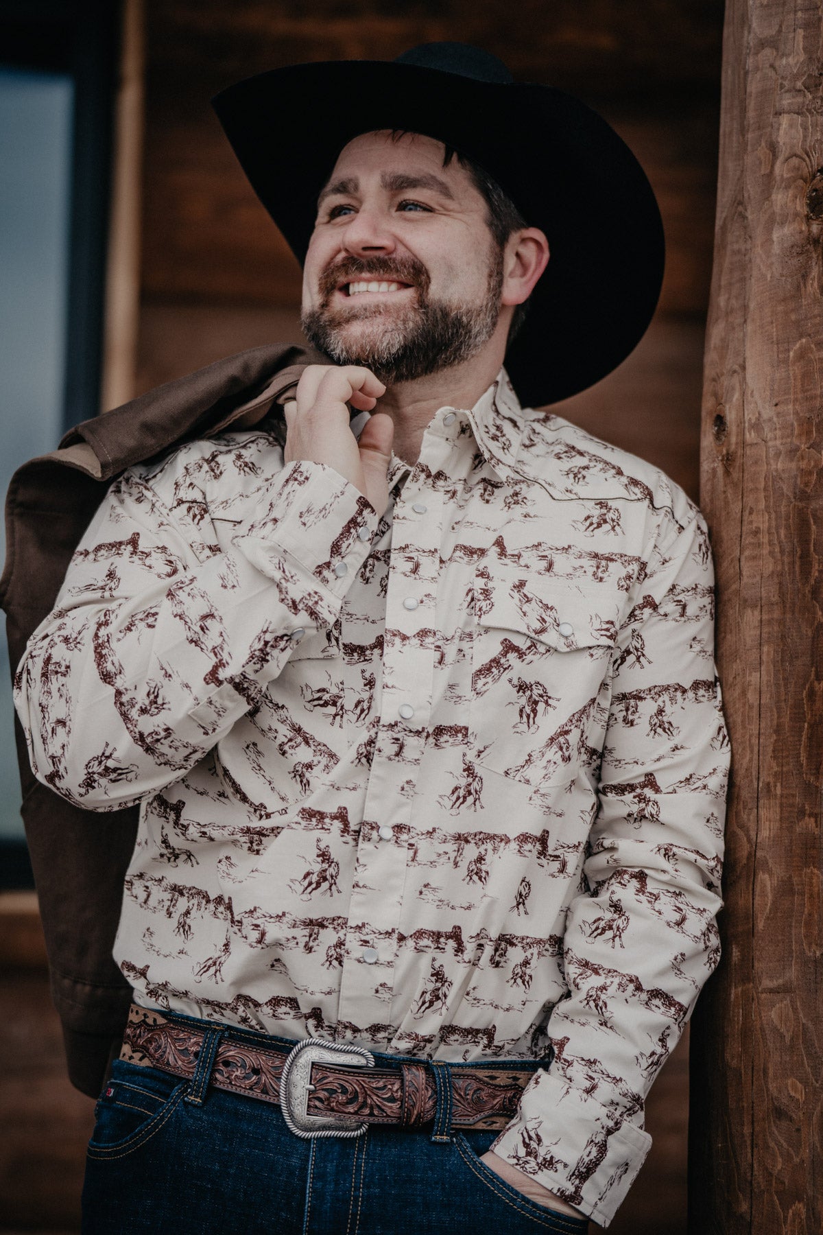 Men's Western Scene Pearl Snap by Justin Boots
