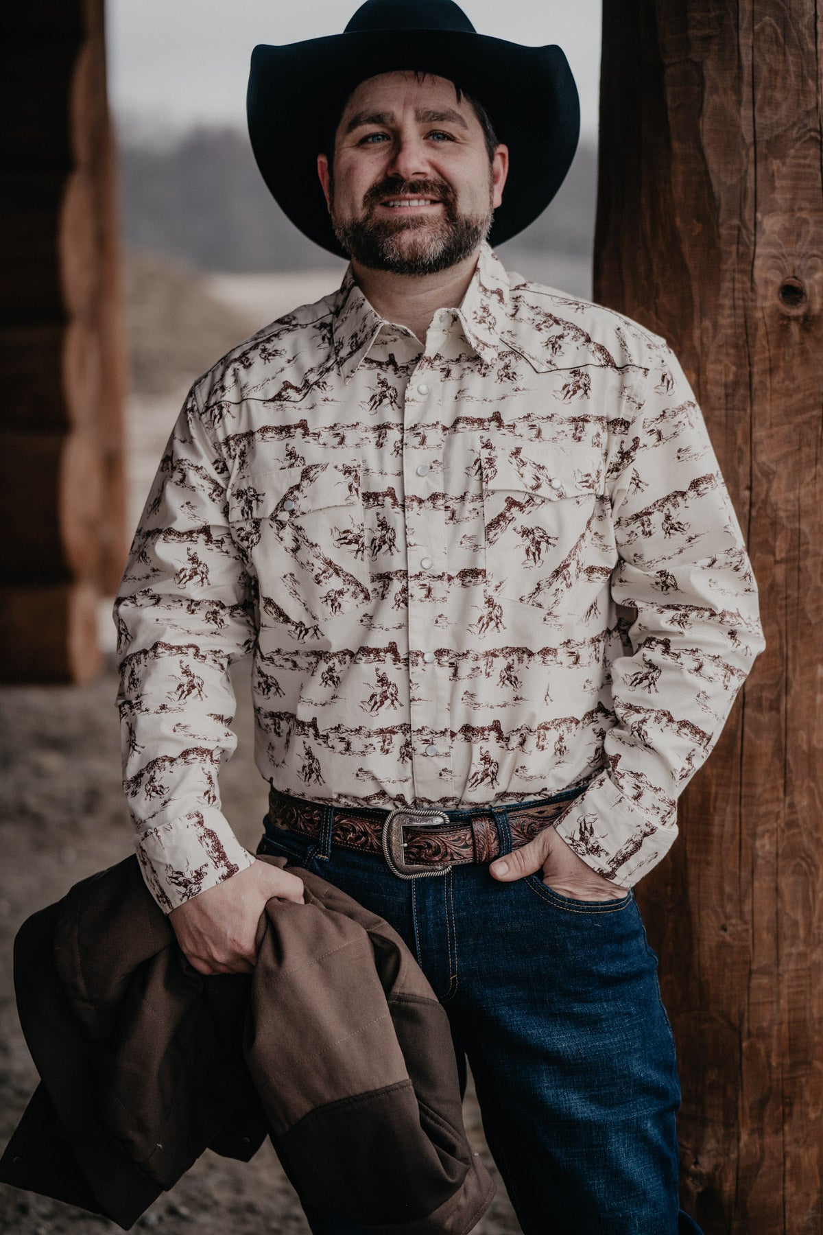 Men's Western Scene Pearl Snap by Justin Boots