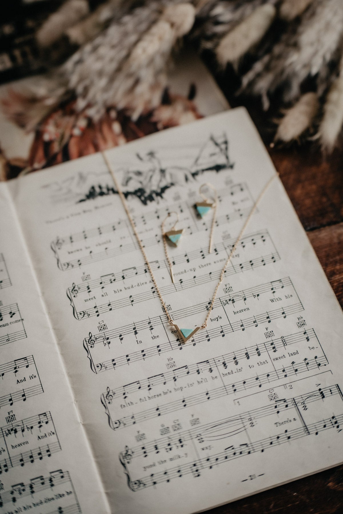 14K Gold Plated Turquoise Triangle Necklace