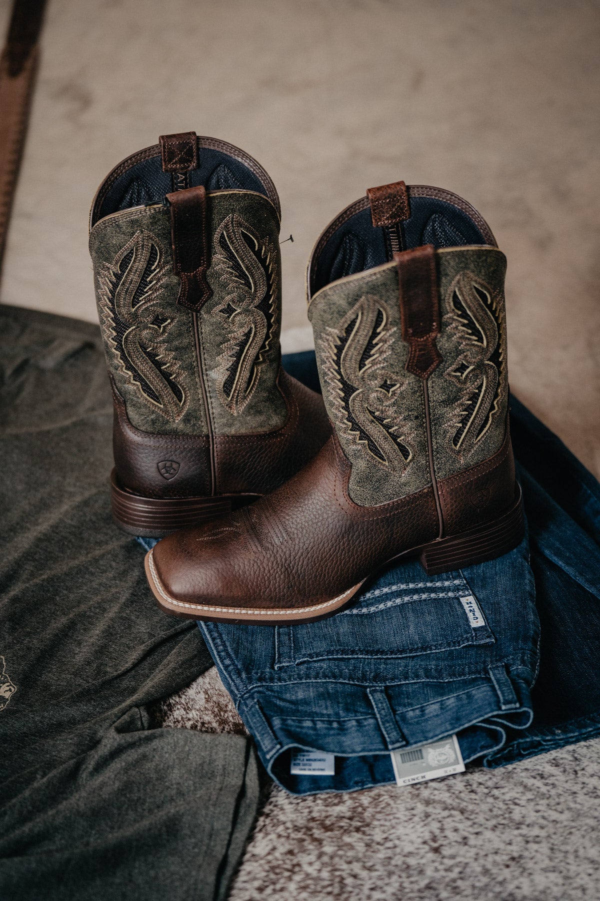 Men's Ariat 'Powder' VentTEK Western Boot (Forest Green)