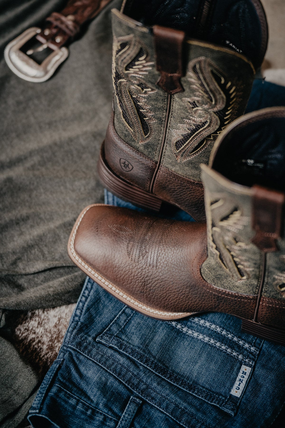 Men's Ariat 'Powder' VentTEK Western Boot (Forest Green)