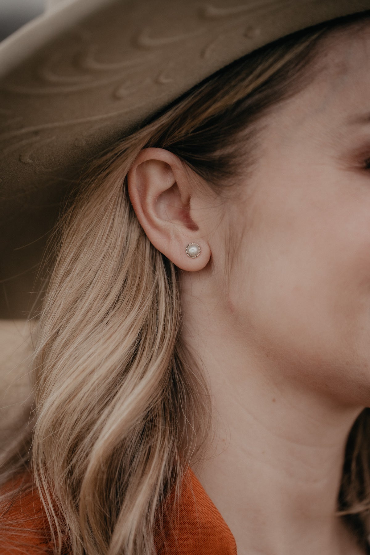 Small Round Pearl Stud Earrings