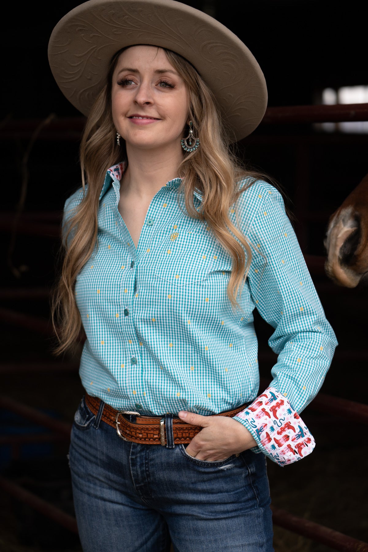 Green Checkered Women's Ariat Kirby Shirt (XS - XXL)