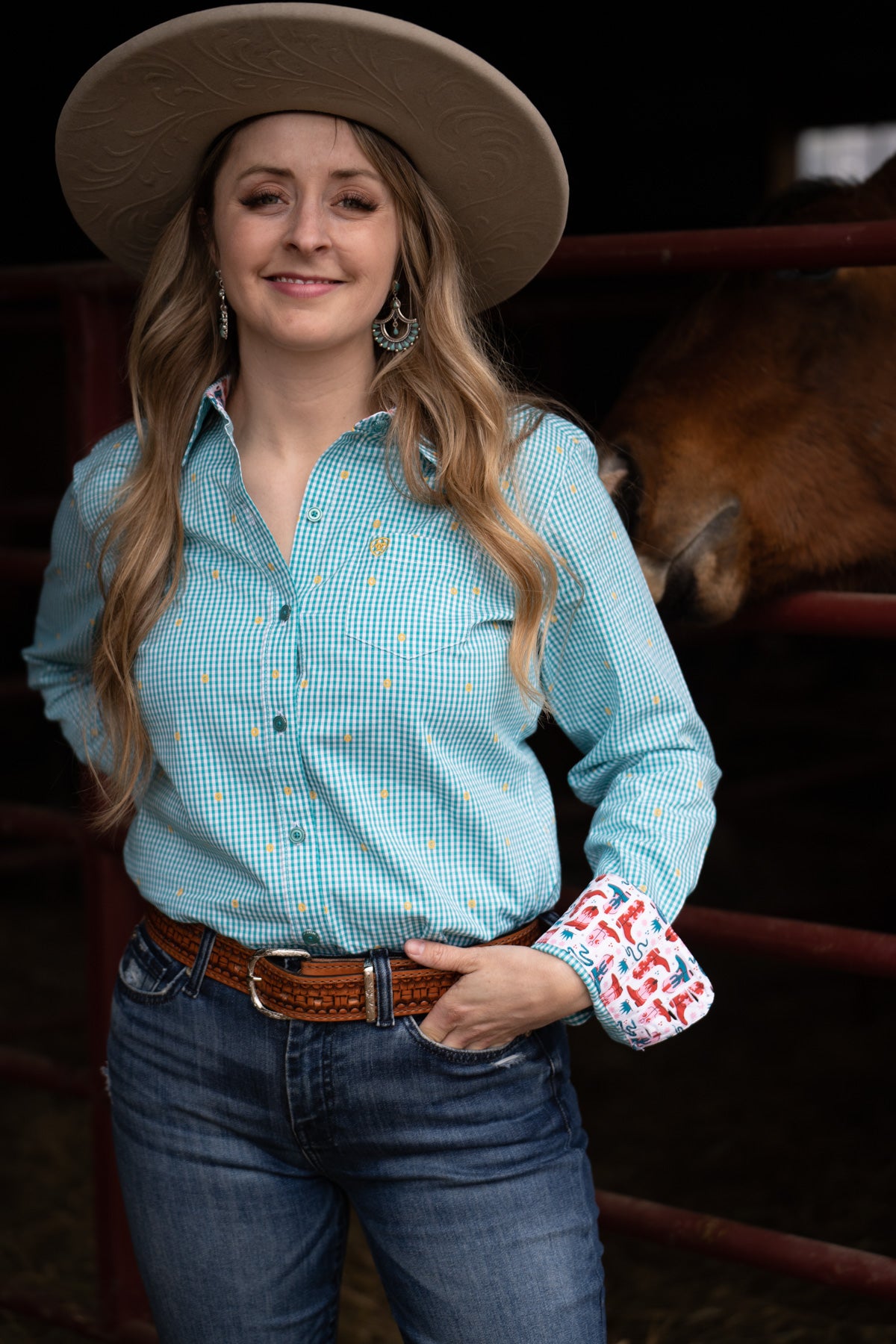 Green Checkered Women's Ariat Kirby Shirt (XS - XXL)