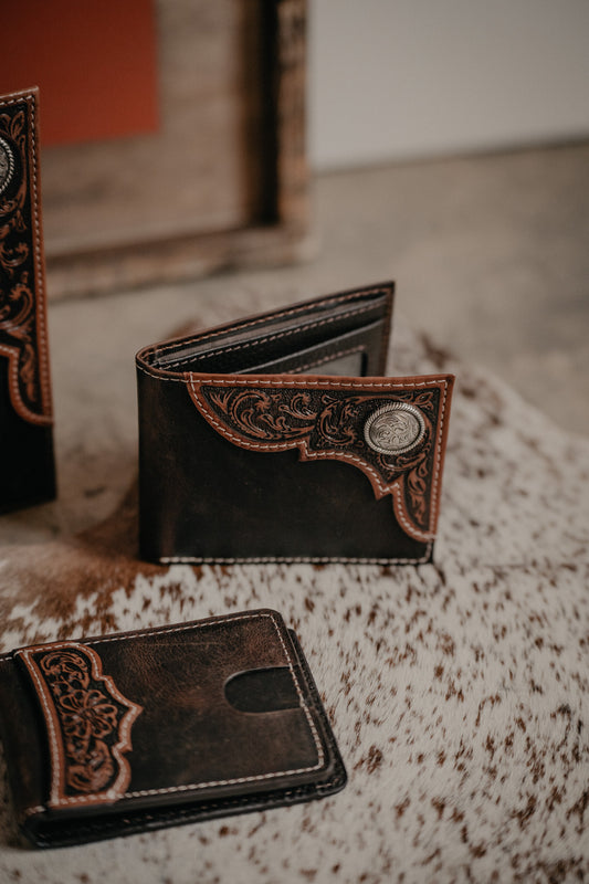 Men's Ariat Leather Tooled Accented Wallet (3 Styles)