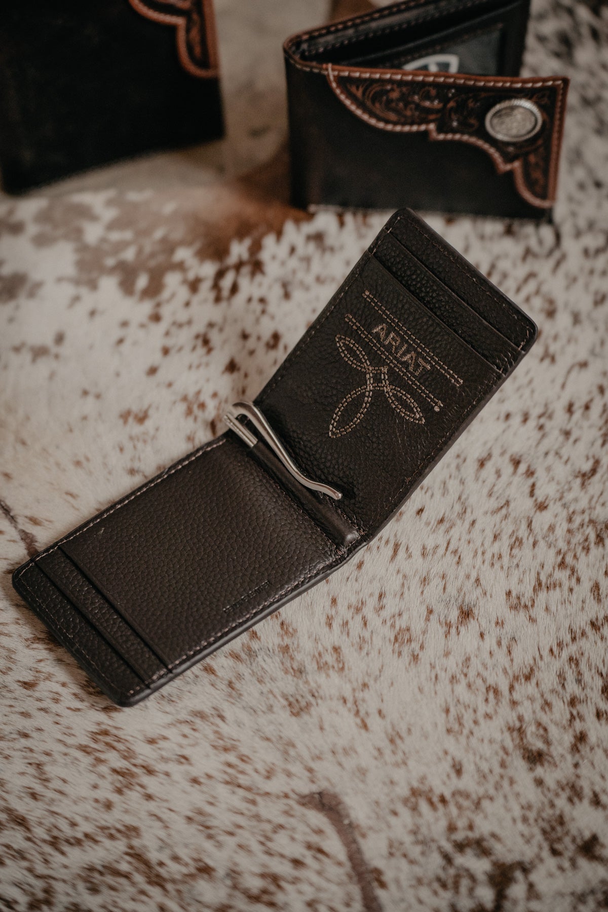 Men's Ariat Leather Tooled Accented Wallet (3 Styles)
