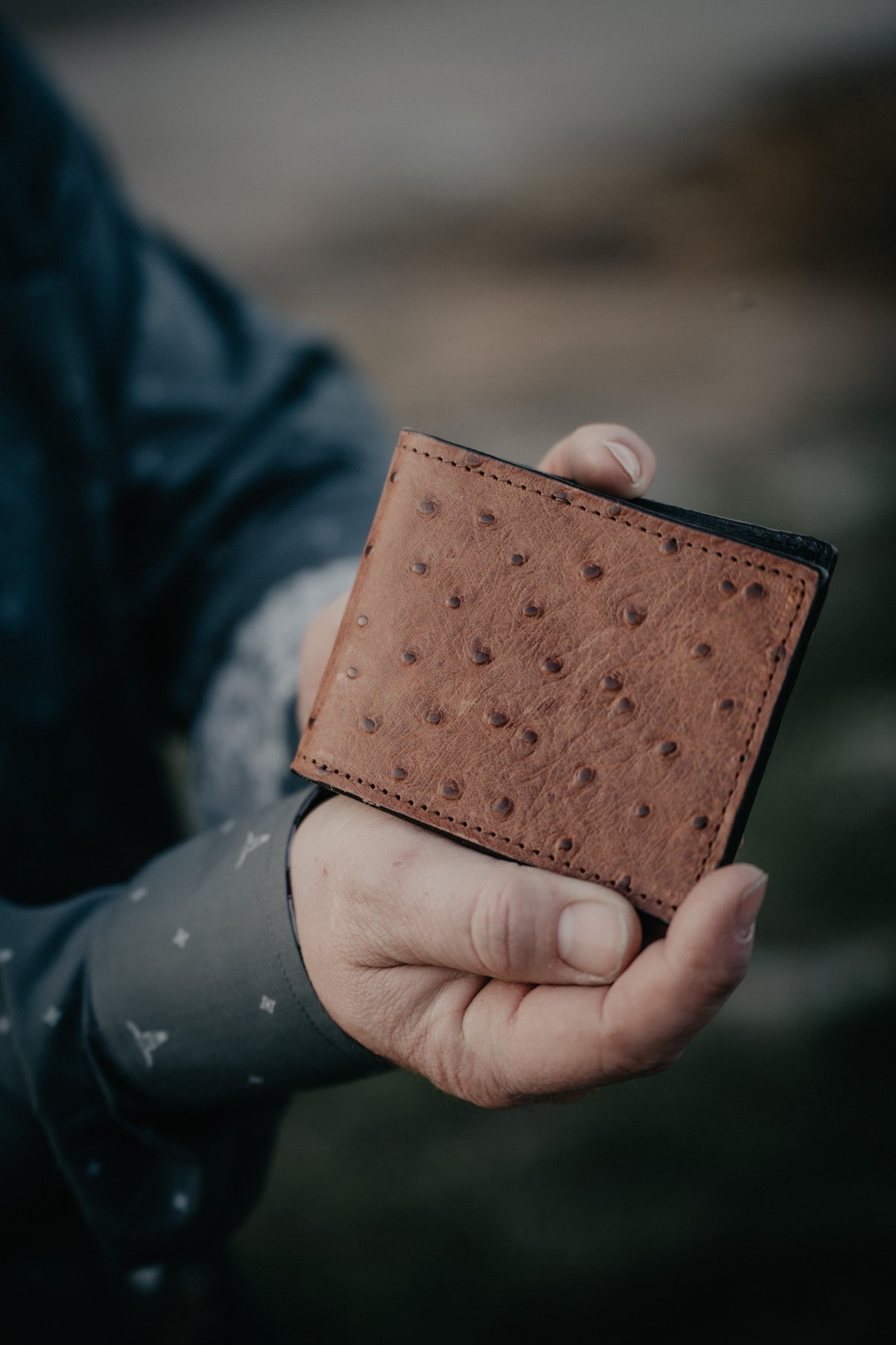 Vintage Cognac Ostrich Bifold Wallet by Double J Saddlery