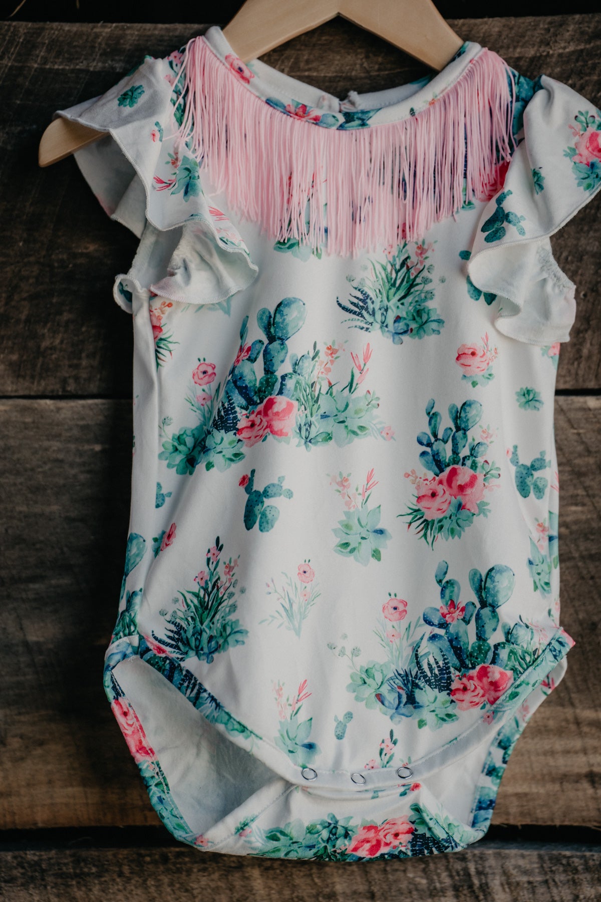 Cactus Print Onesie with Fringe (3-6M to 5T)