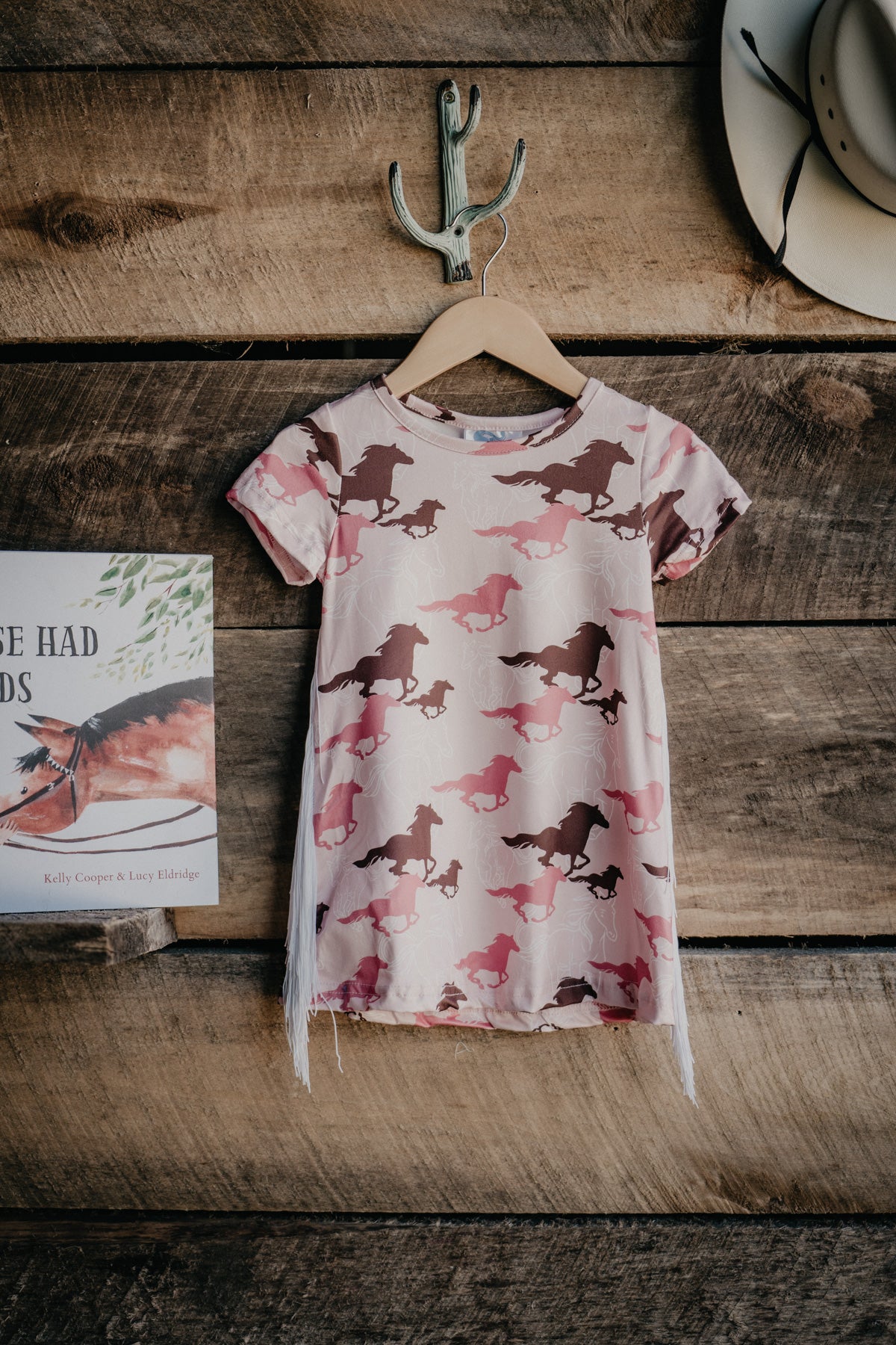 Pink Running Horses Dress with Fringe (3-6M to 2T, 5T)