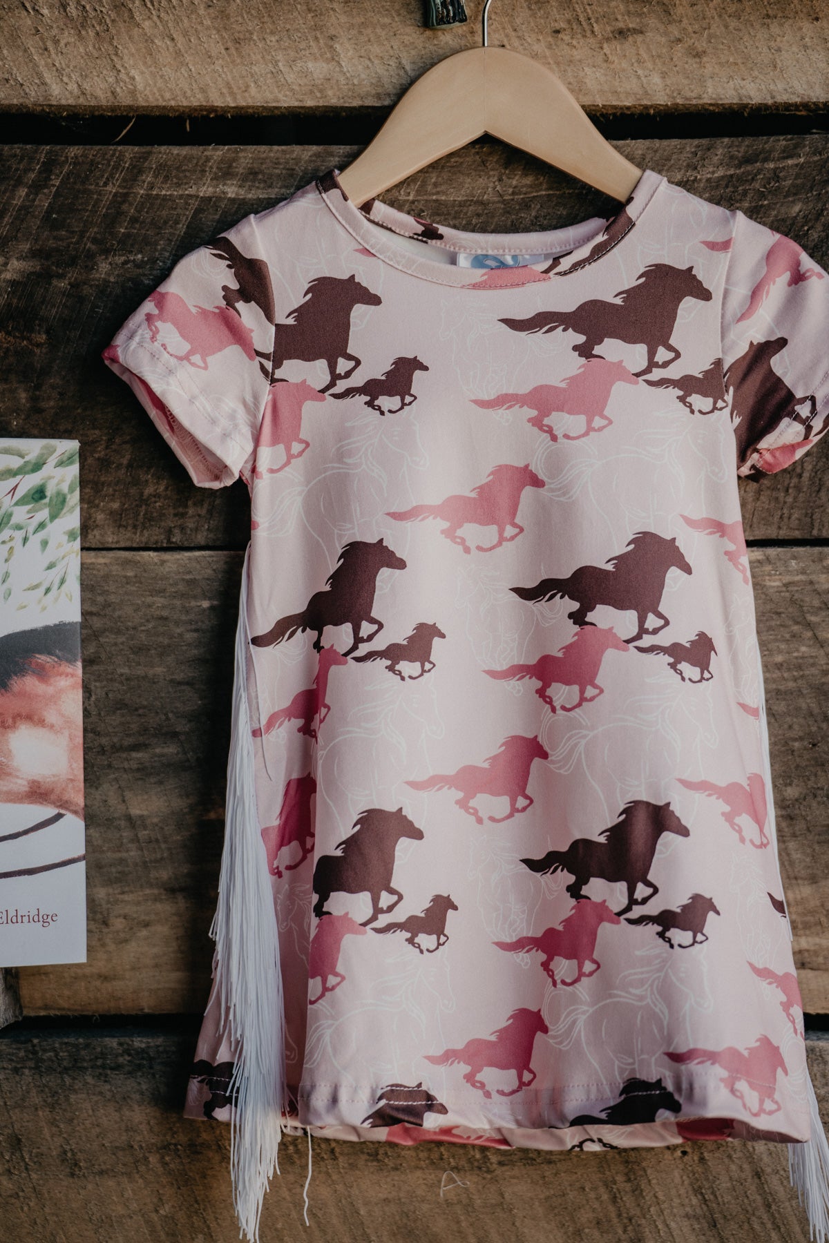 Pink Running Horses Dress with Fringe (3-6M to 2T, 5T)