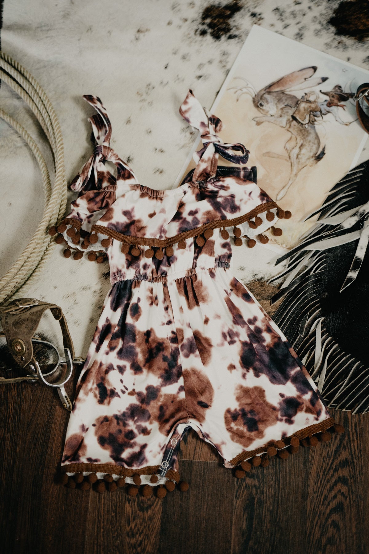 Cowprint Romper with Tassels (3-6M to 8/9T)