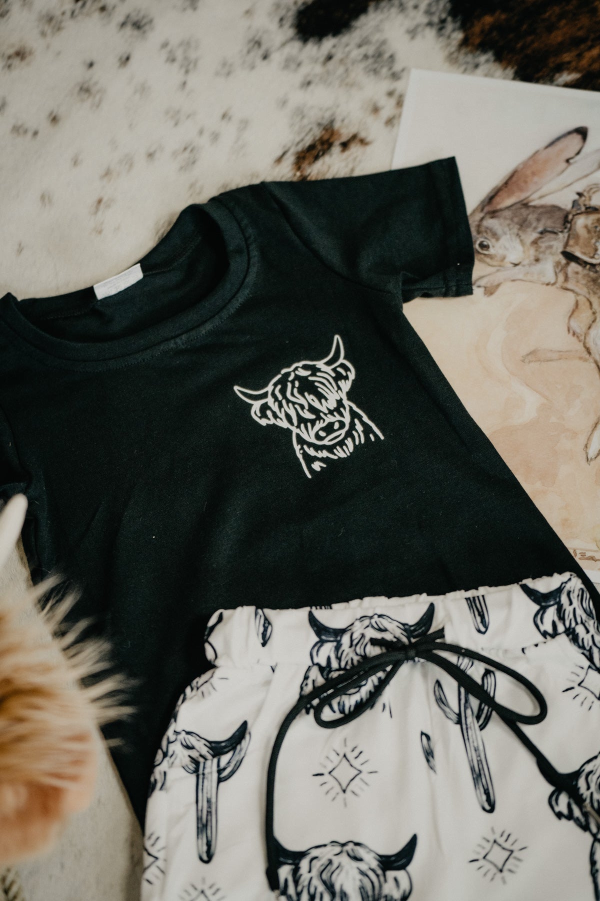 Black and White Highland Print Short Set (3-6M to 8/9T)