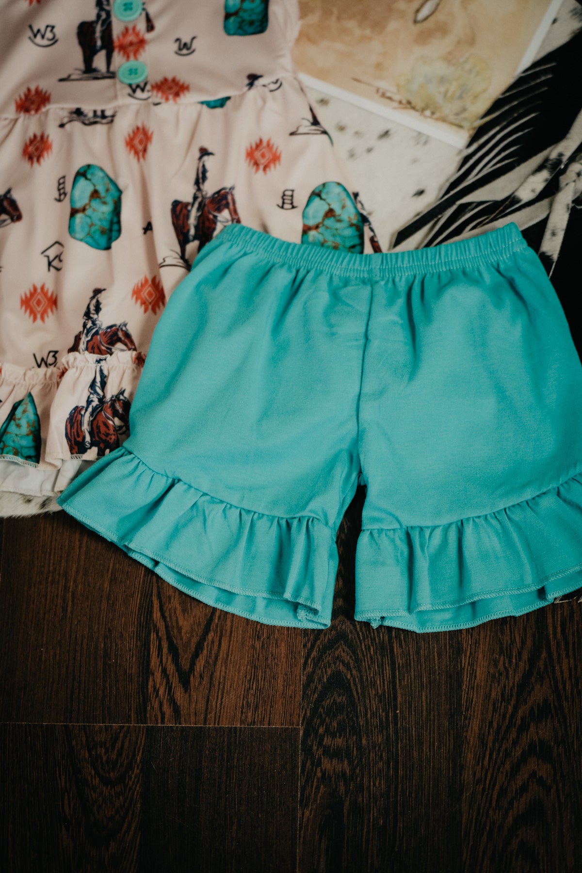 Brands and Turquoise Tank Top Short Set (3-6M to 8/9T)