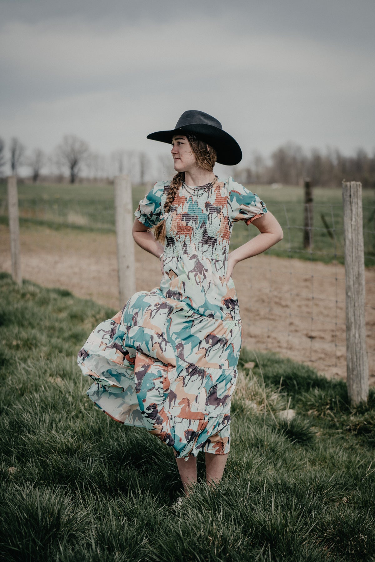 'Painted Rock' Version 2.0 Horse Print Short Sleeve Dress (S - L)
