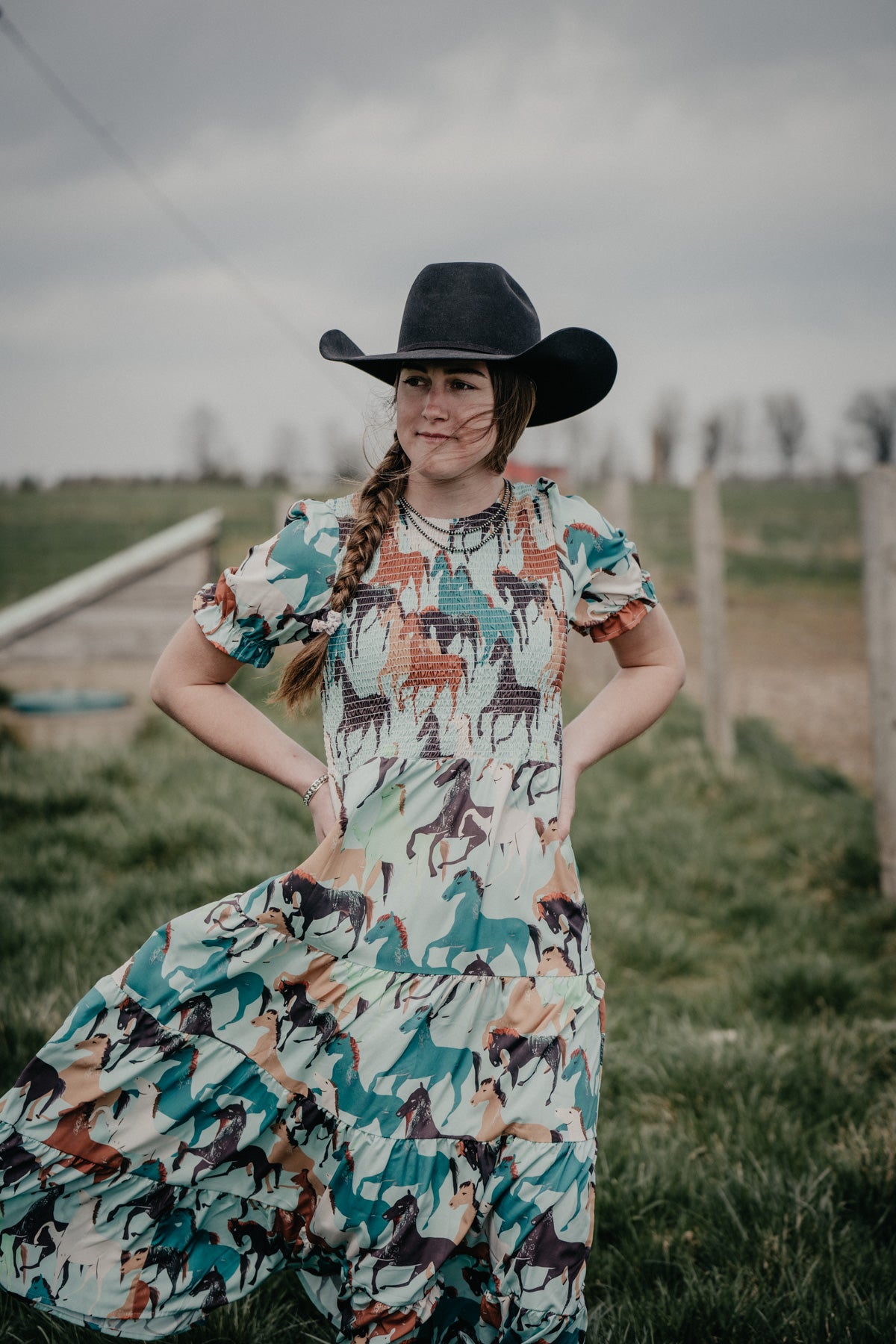 'Painted Rock' Version 2.0 Horse Print Short Sleeve Dress (S - L)