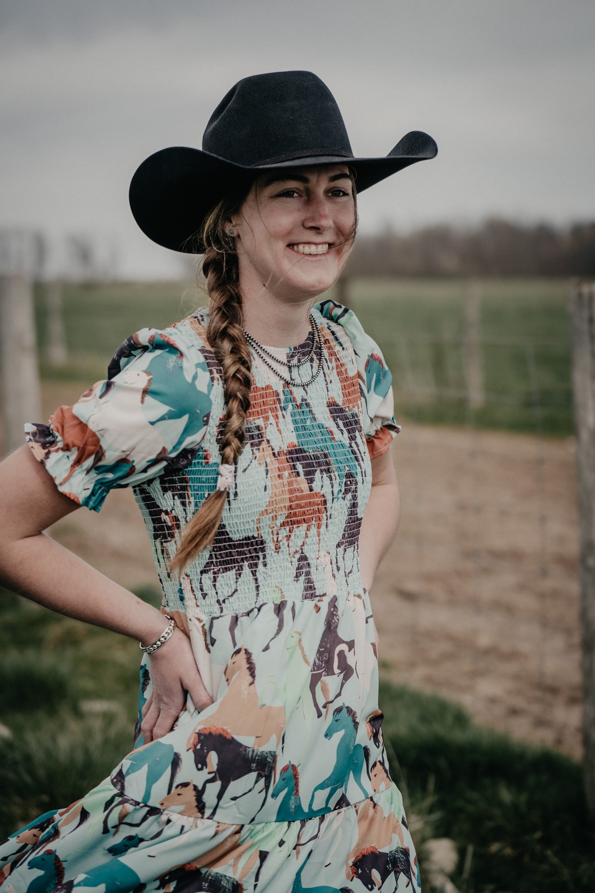 'Painted Rock' Version 2.0 Horse Print Short Sleeve Dress (S - L)