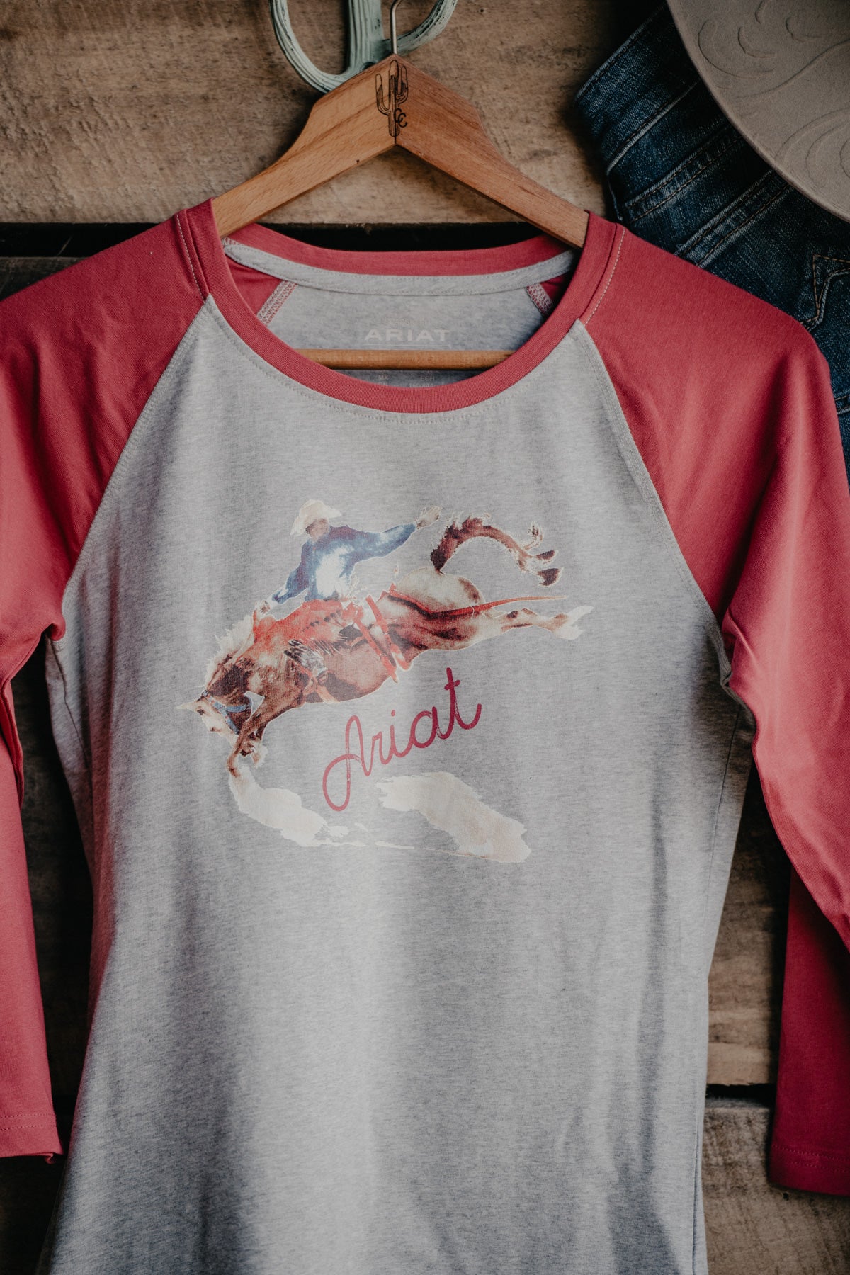 'Painted Dreams' Ariat 3/4 Sleeve Grey Baseball T-shirt (XS & XL Only)
