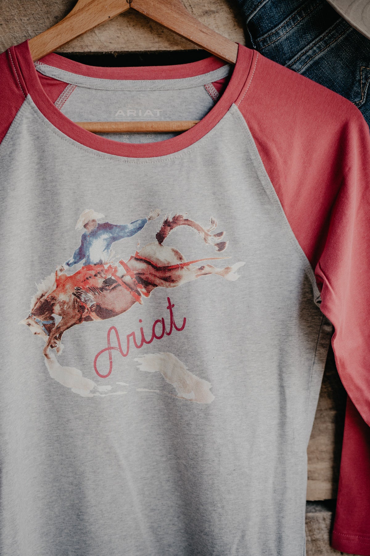 'Painted Dreams' Ariat 3/4 Sleeve Grey Baseball T-shirt (XS & XL Only)