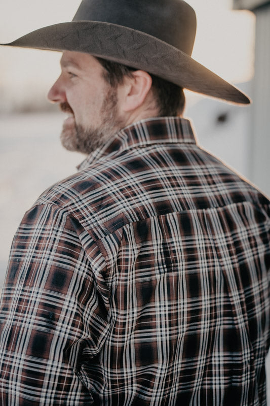 CINCH Men's Brown Plaid Classic Fit Button Up