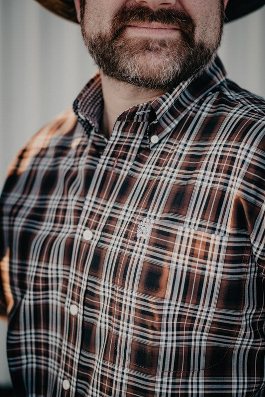 CINCH Men's Brown Plaid Classic Fit Button Up