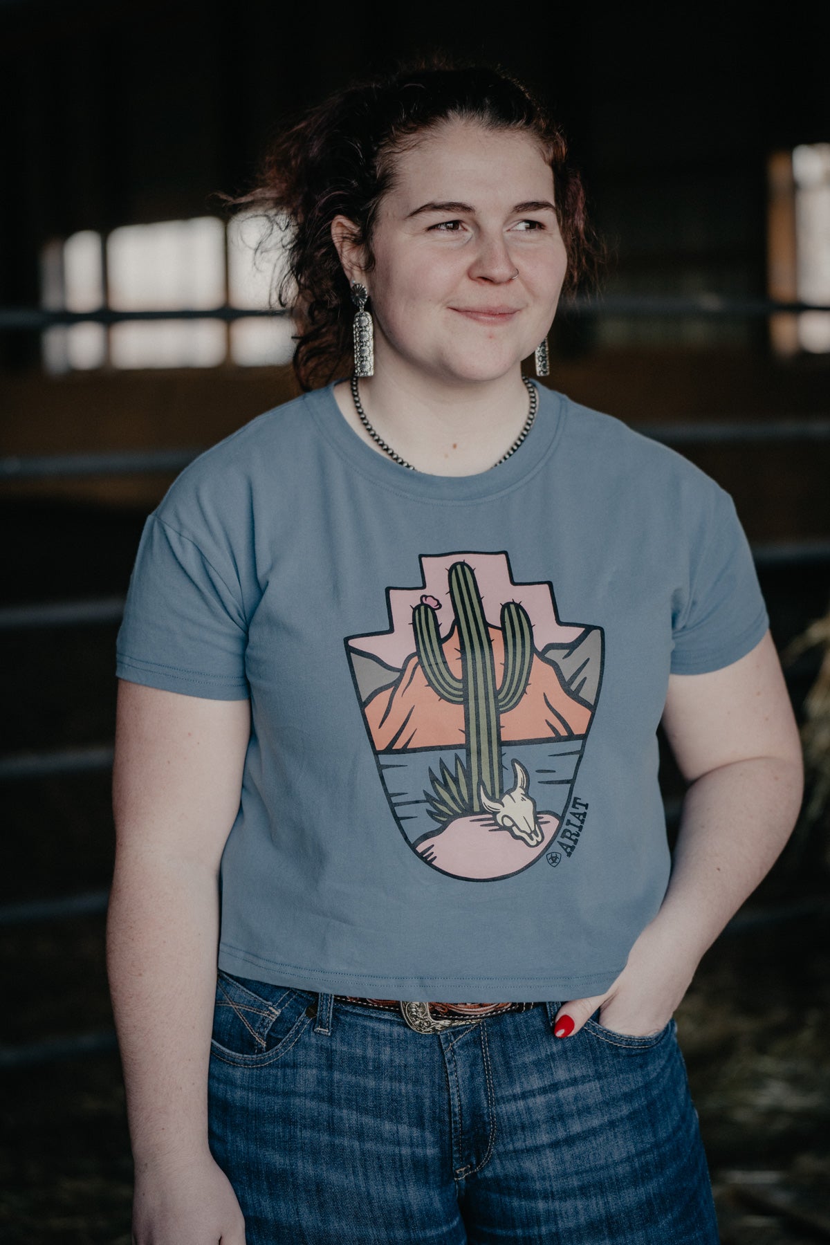 'Copen' Ariat Cropped Cactus T Shirt (XS - XXL)
