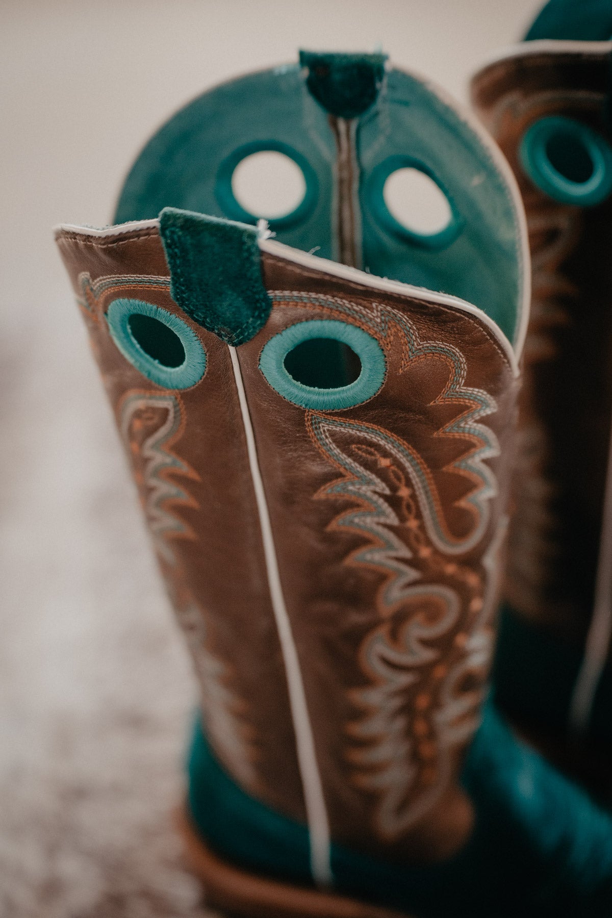 Futurity Boon Western Boot by Ariat (Turquoise Rough Out & Gold)