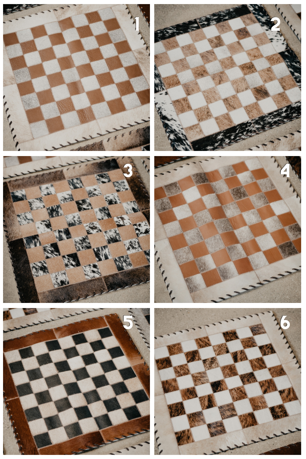 Cowhide & Leather Checker board