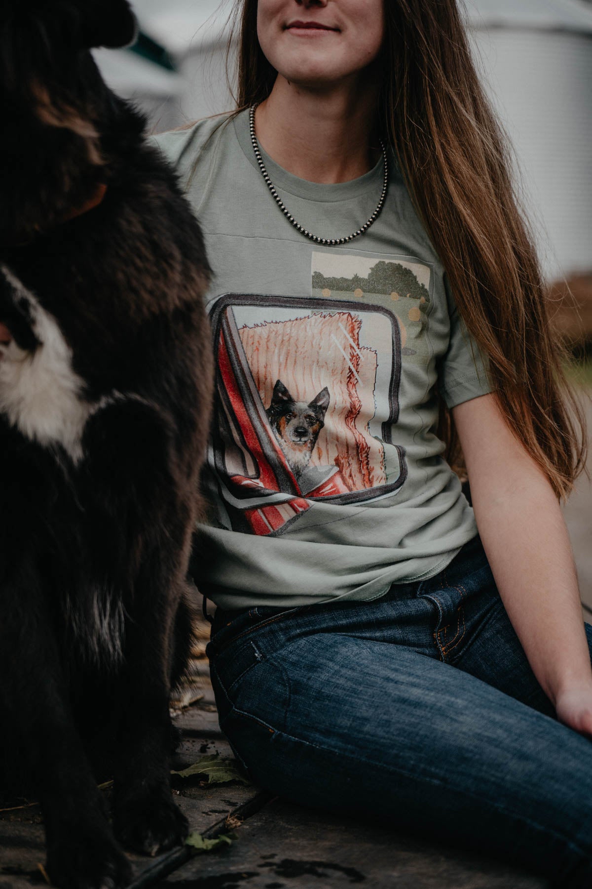 'Sidekick' Sage Green Cattle Dog Graphic T (XS - XXL)