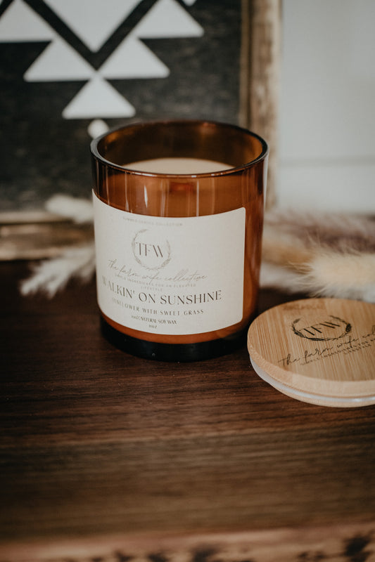 "Walking on Sunshine" Sunflower & Sweet Grass Scented Soy Candle (11 oz)