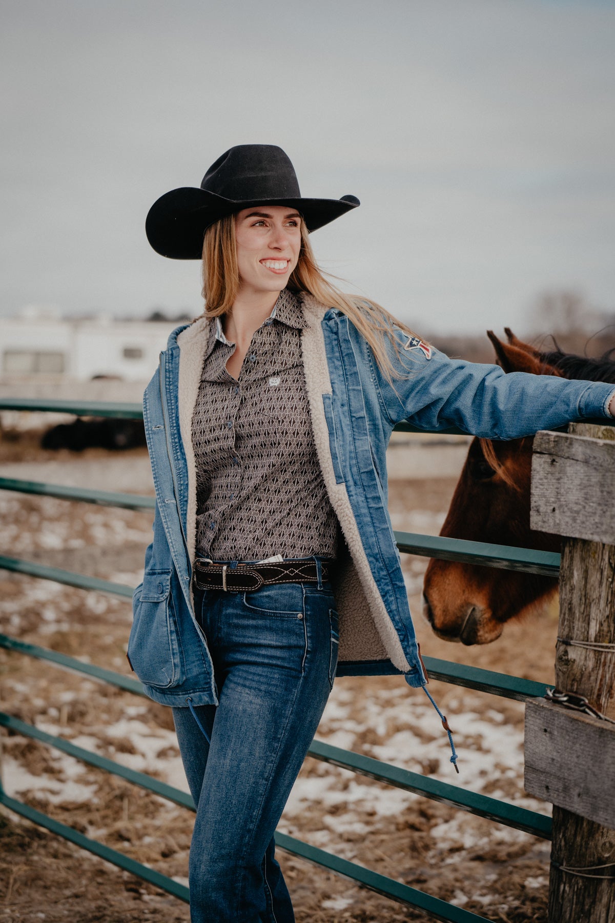 'Brooklyn' Brown & Powder Blue Women's CINCH Shirt (XS-XXL)