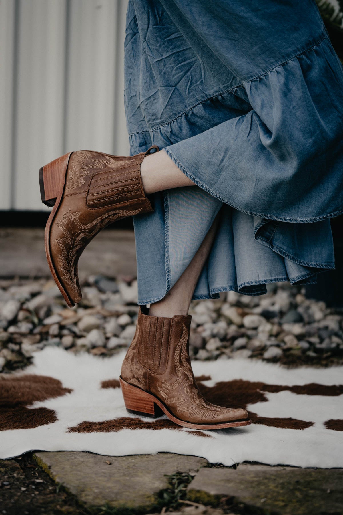 "Simone" Brown Leather Booties by Liberty Black