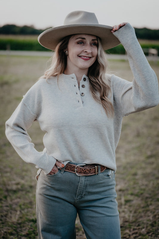 'Wendi' Waffle Knit Top with Buttons (2 Colours; S - L)