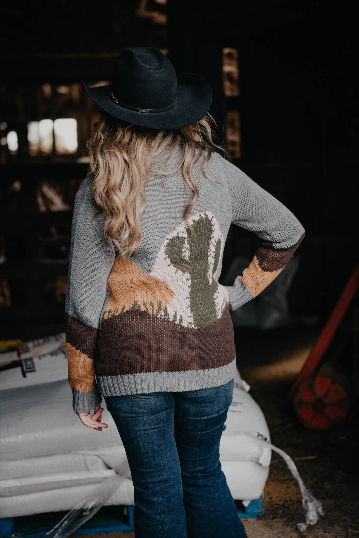 ‘Cactus Sunset’ Grey Cardigan (S Only)