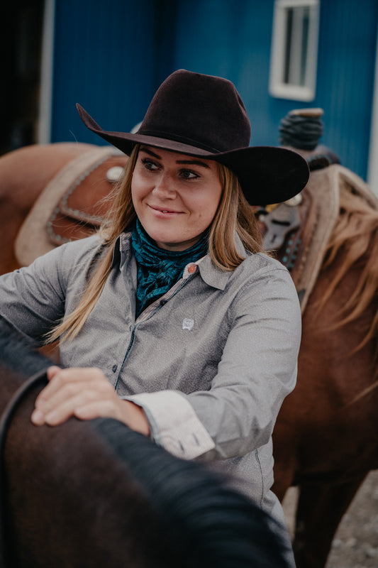 'Kels' Women's Grey Paisley CINCH Button Up (XS-XL)
