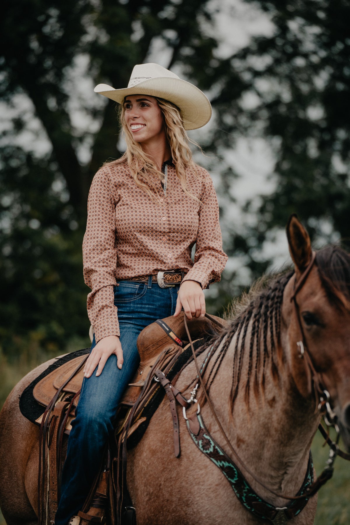 'Jamie' Women's CINCH Orange/Brown Button Up Shirt (S-XL)