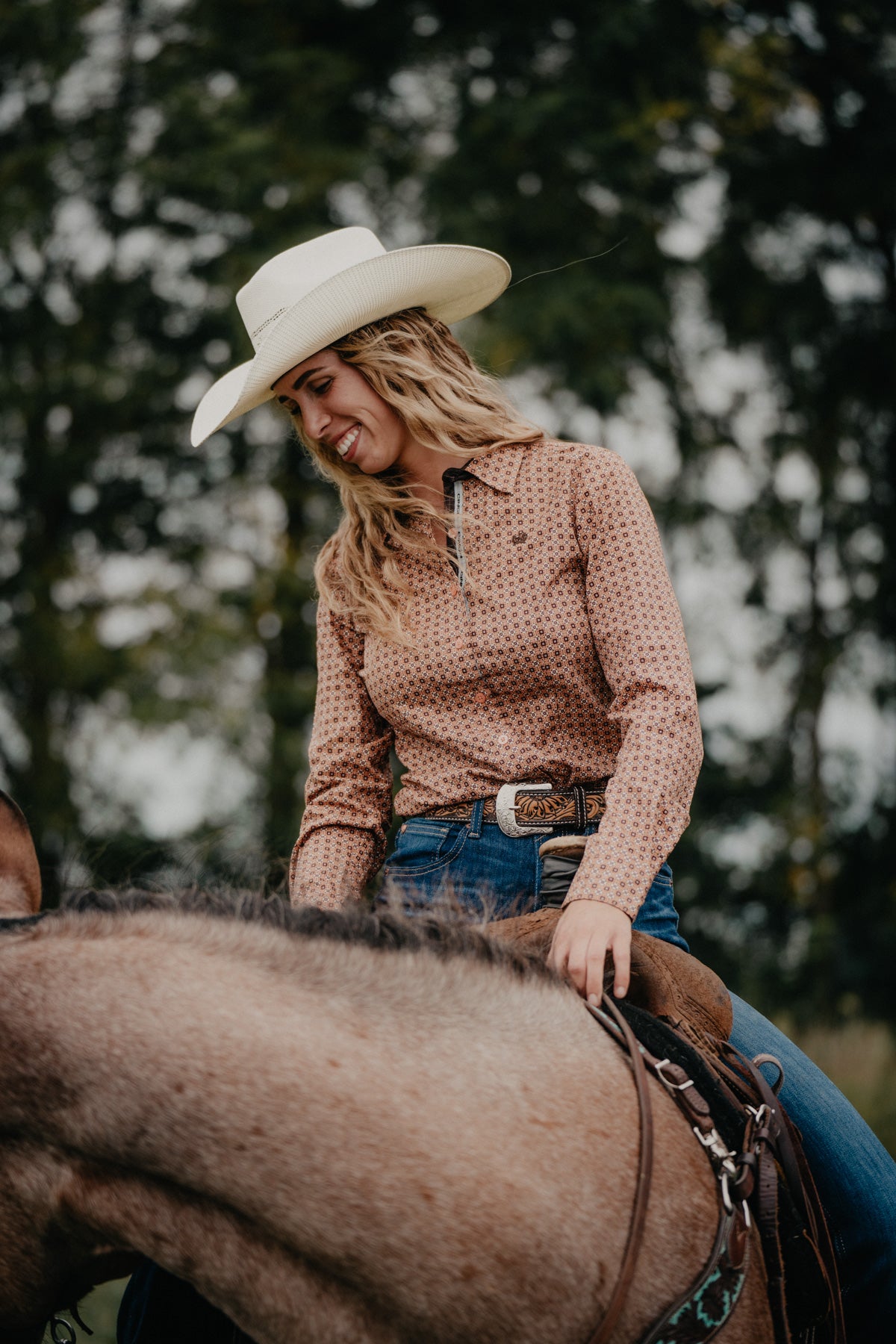 'Jamie' Women's CINCH Orange/Brown Button Up Shirt (S-XL)