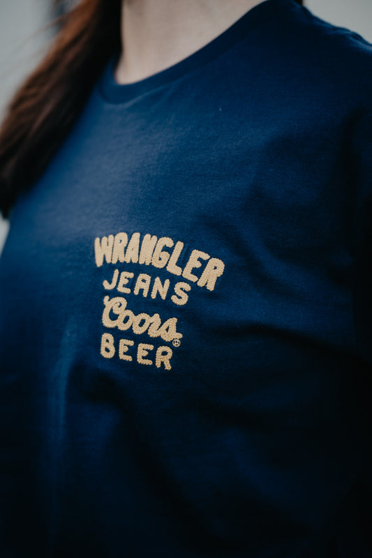 Wrangler X Coors Embroidered Unisex Navy Tee (S-XXL)