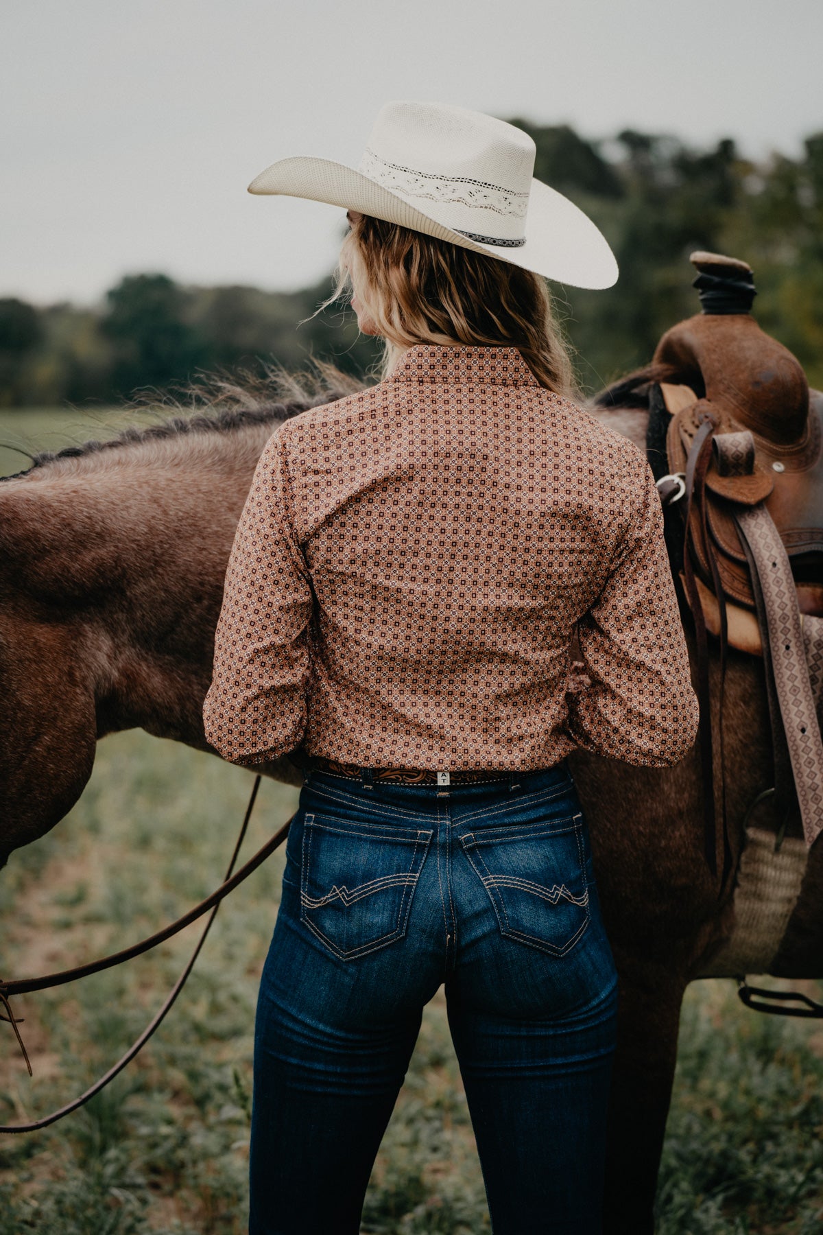 'Jamie' Women's CINCH Orange/Brown Button Up Shirt (S-XL)